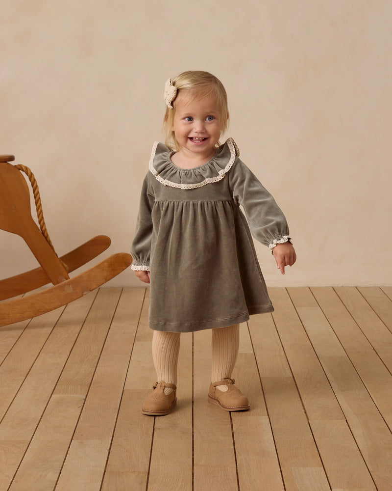 Velour Baby Dress - Forest