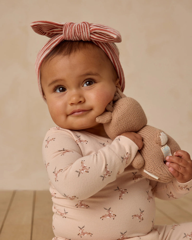 Velour Bow Headband - Candy Stripe