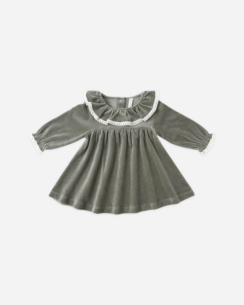 Velour Baby Dress - Forest