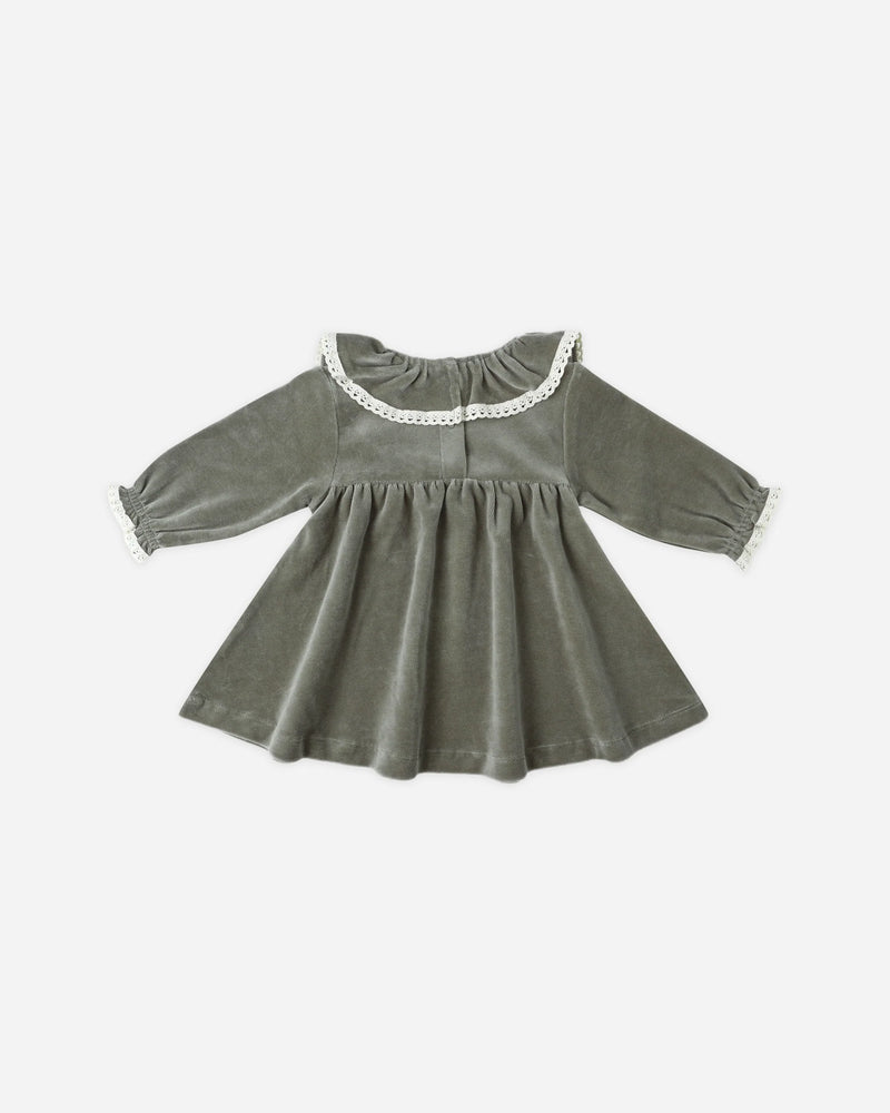 Velour Baby Dress - Forest