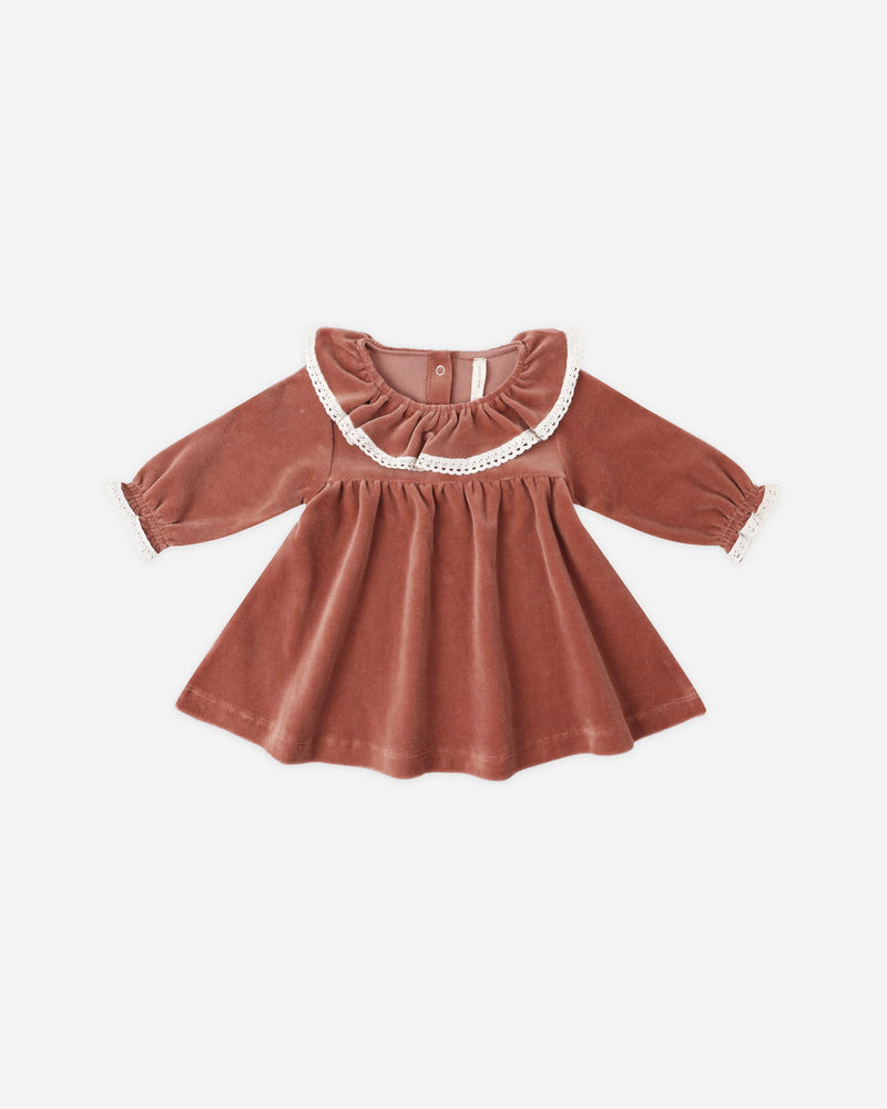 Velour Baby Dress - Cranberry
