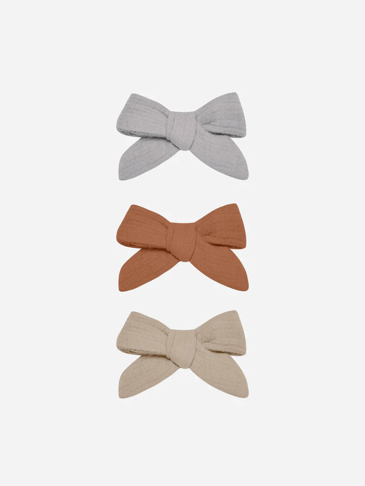 Bow W. Clip, Set Of 3 - Periwinkle, Clay, Oat