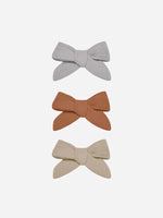 Bow W. Clip, Set Of 3 - Periwinkle, Clay, Oat