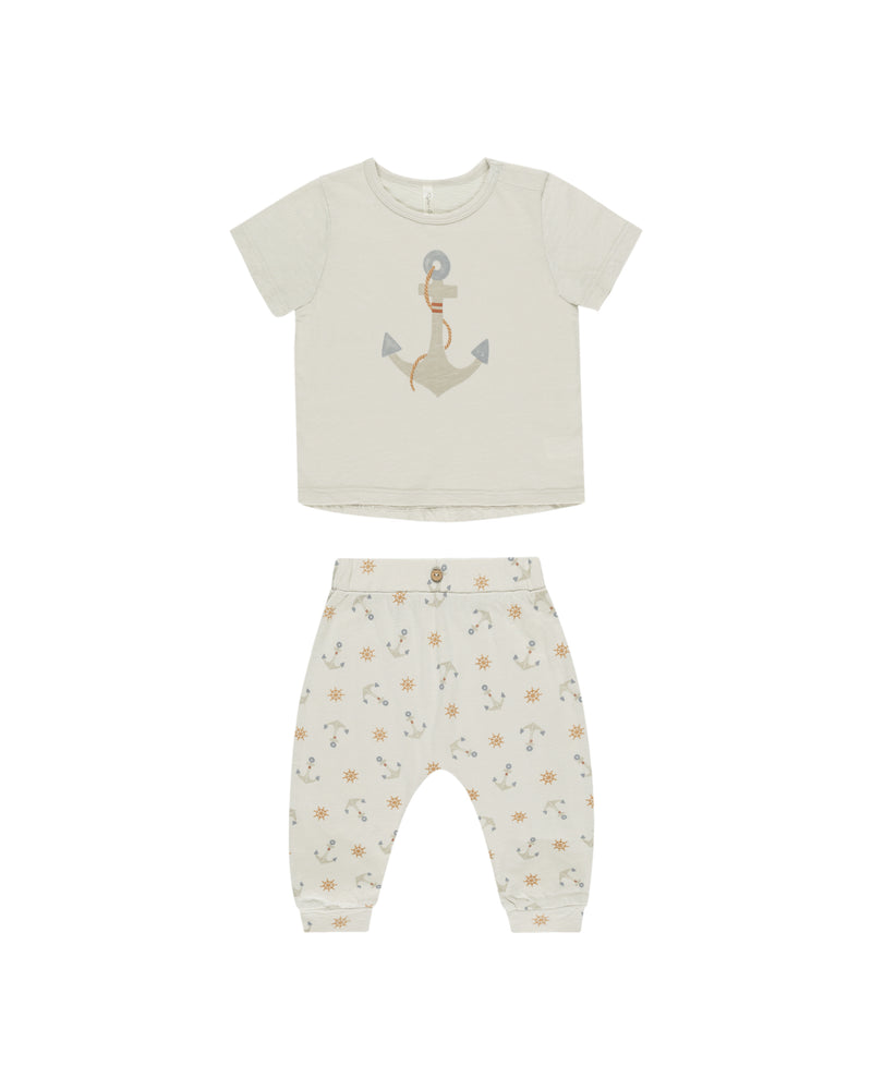 Tee and Slouch Pant Set - Anchors