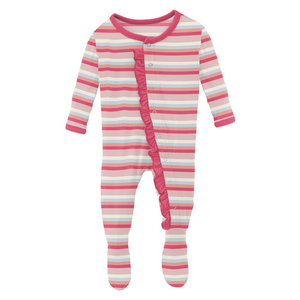 Print Classic Ruffle Footie with Snaps - Baby Rose Stripe