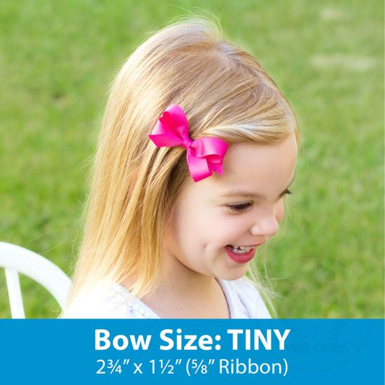 Five Tiny Front-tail Grosgrain Bows - Purple, Pink, Yellow, Blue