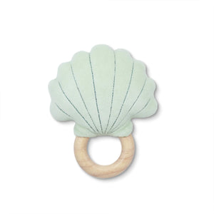 Velvety Teething Rattles are made with plush organic cotton, a built-in rattle, and an easy-to-grasp natural wood teething ring.