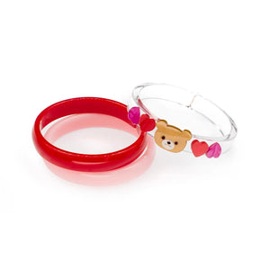 
            
                Load image into Gallery viewer, Bear with Hearts Pearlized Red Bangles
            
        