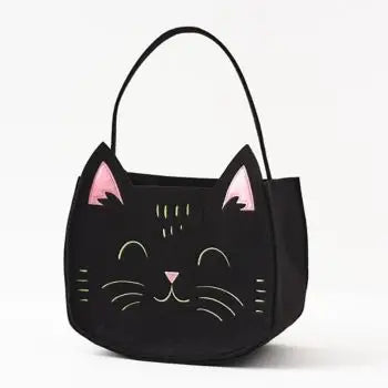 
            
                Load image into Gallery viewer, Black Cat Felt Tote
            
        