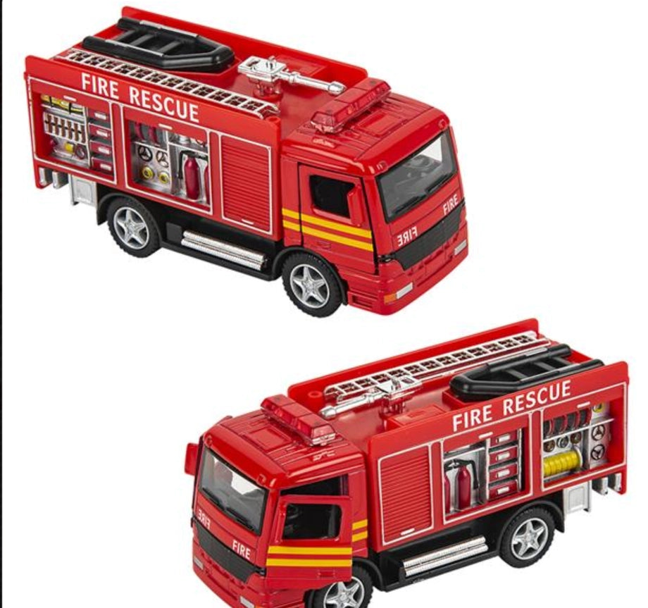 5" Mini Die-Cast Pull Back Fire Engine Rescue