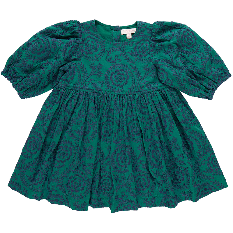 Brooke Dress - Evergreen Blooming Embroidery