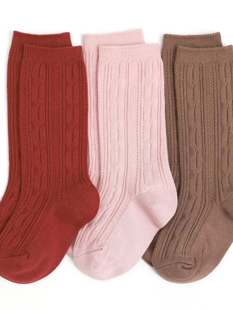 
            
                Load image into Gallery viewer, Sequoia Cable Knit Knee High Sock 3-Pack
            
        