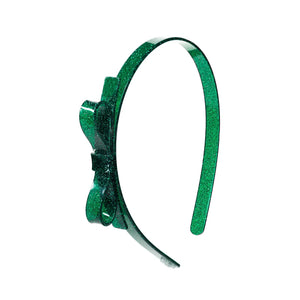 Thin Bow Glitter Green Headband