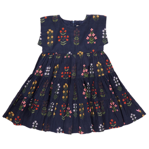 Girls Peachy Dress - Navy Field Floral