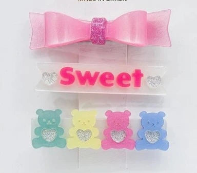 Sweet Bears and Bowtie Glitter Hair Clips