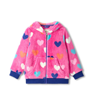 Hearts Fuzzy Fleece Zip Up