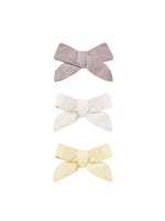 Bow with Clip, Set of 3 ; Lavender, Natural and Lemon