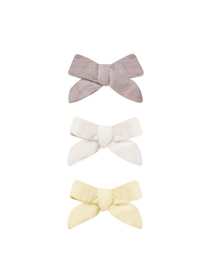 Bow with Clip, Set of 3 ; Lavender, Natural and Lemon