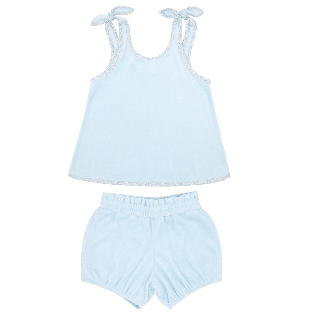Girls Blue French Terry Bloomer Set