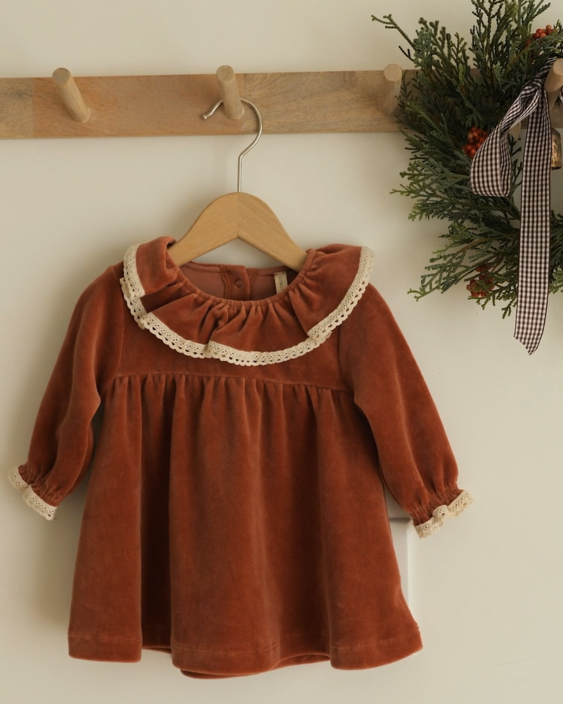 Velour Baby Dress - Cranberry