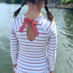 Girls Vintage Stripe Rashguard One Piece