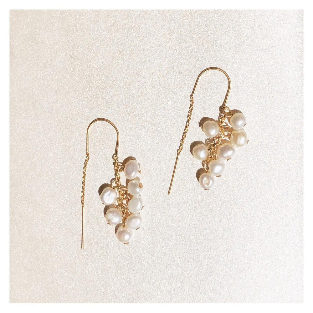 
            
                Load image into Gallery viewer, Lily Pearl Cluster Threader Earrings
            
        