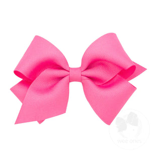 Small Classic Grosgrain Hair Bow (Plain Wrap) - Hot Pink