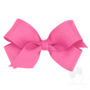Mini Classic Grosgrain Hair Bow (Plain Wrap) - Hot Pink
