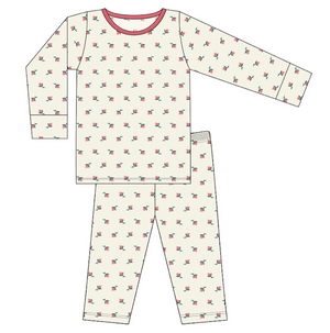 Kickee Pants Print Long Sleeve Pajama Set - Natural Rose Bud