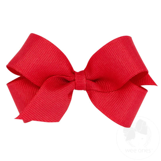 Mini Classic Grosgrain Girls Hair Bow - Red
