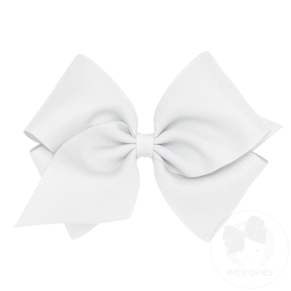 Mini King Classic Grosgrain Hair Bow (Plain Wrap) - White