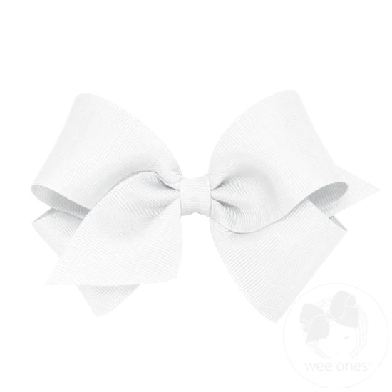 
            
                Load image into Gallery viewer, Small Classic Grosgrain Hair Bow (Plain Wrap) - White
            
        